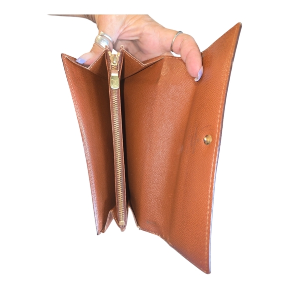 LV VINTAGE SARAH LEATHER WALLET LOUIS VUITTON BROWN MONOGRAM - Picture 14 of 16